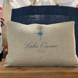Lake Oconee Compass with Coordinates Natural Pillow Rectangle