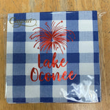 Fireworks Lake Oconee  Cocktail Napkin | Gingham Blue/Red