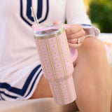 Rosemary Stripe Pink 40 oz. Travel Tumbler