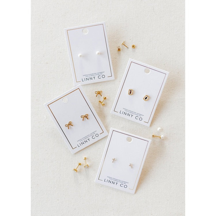Screwback Stud Earrings - Clara Cross Gold Sparkle