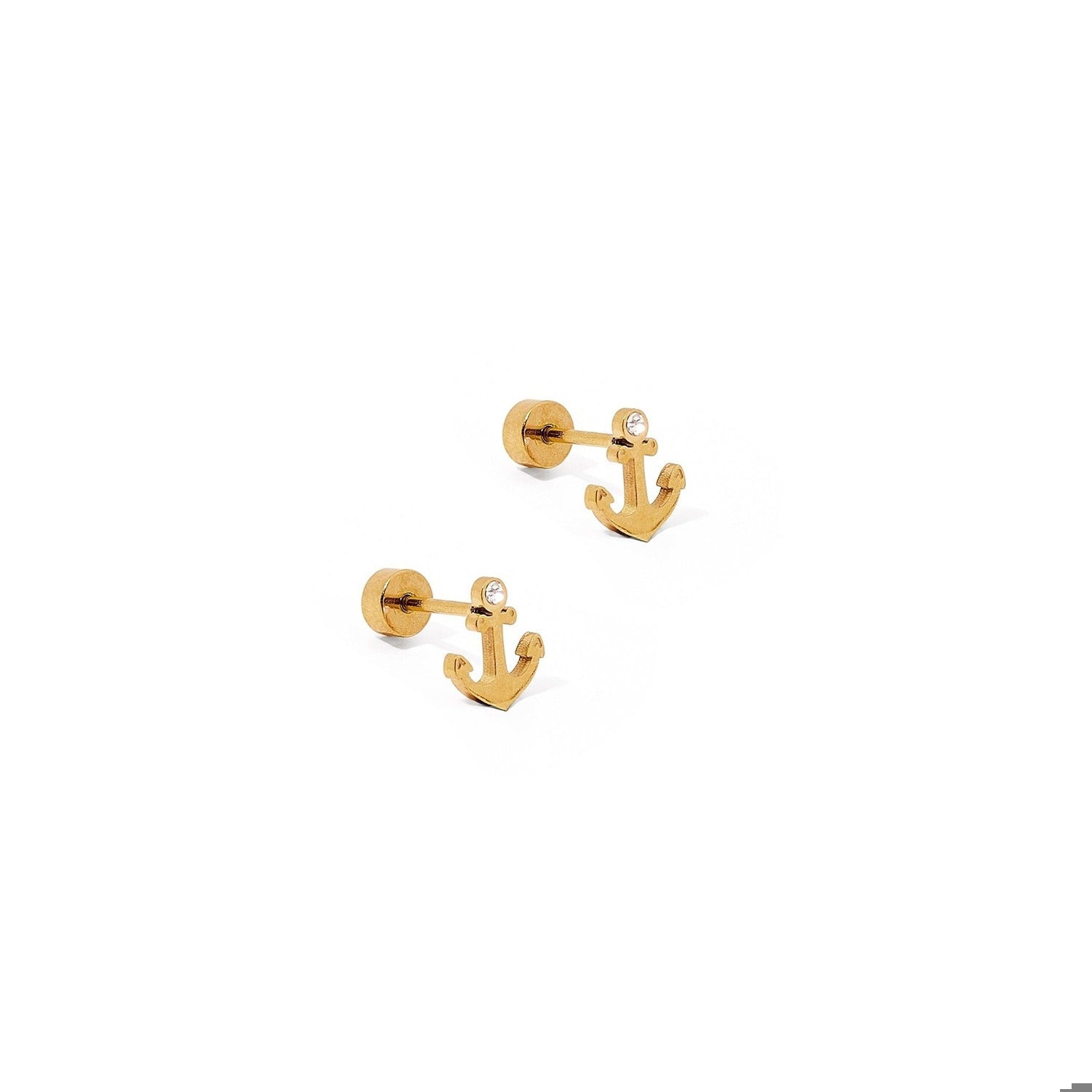 Screwback Stud Earrings - Anchor