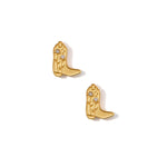 Screwback Stud Earrings - Daisy Cowgirl Boot Gold