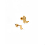 Screwback Stud Earrings - Daisy Cowgirl Boot Gold