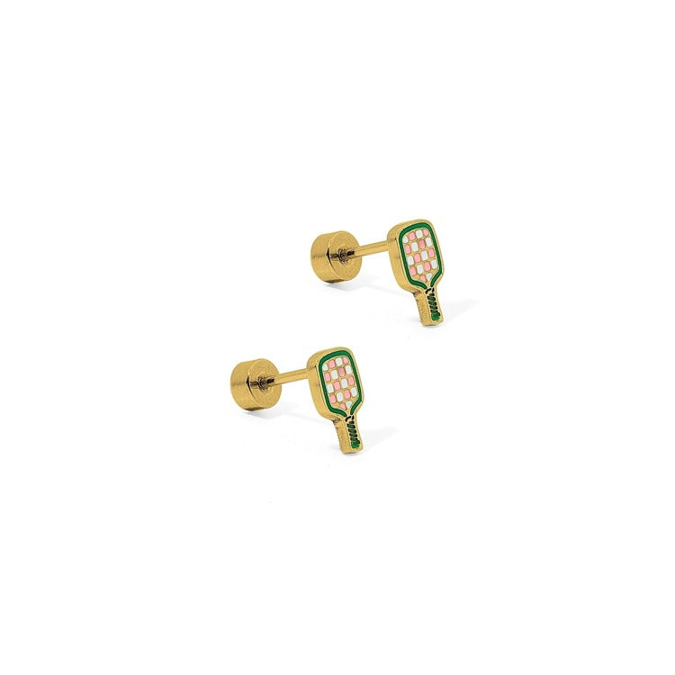 Screwback Stud Earrings - Pickleball
