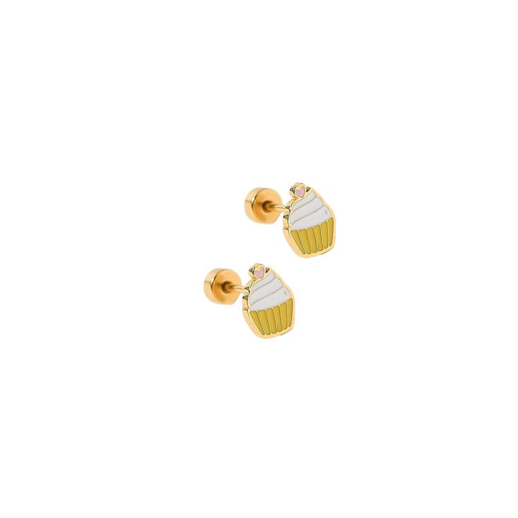 Screwback Stud Earrings - Cupcake