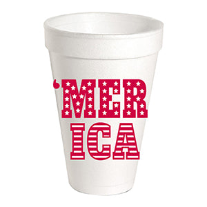 Styrofoam Cup- 'Merica Red and White Stripes