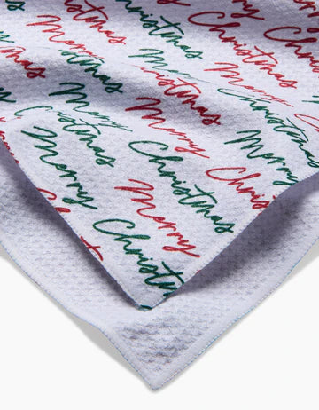 Merry Christmas Greeting Tea Towel
