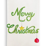 Merry Christmas Star and Ornament Dish Towel D508