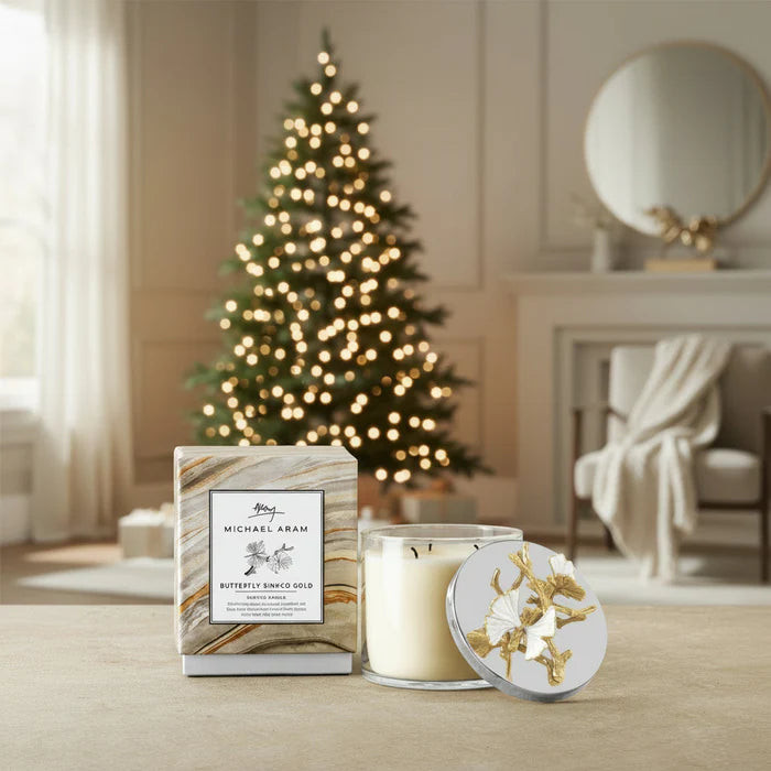 Butterfly Ginkgo Gold Candle