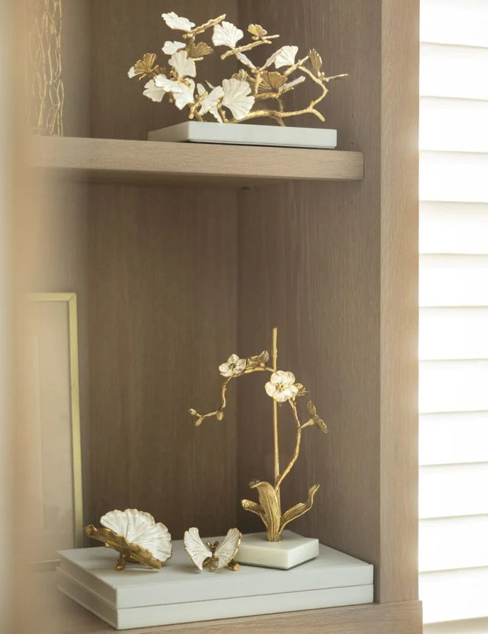 Butterfly Ginkgo Gold Decorative Objects | Set of 2