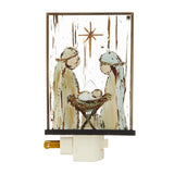 a night light with a picture of the nativity scene
