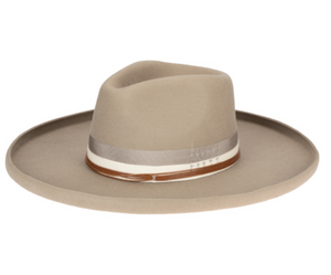 Nothing But Neutral- Women's Wool Felt Stiff Rolled Brim Fedora- Taupe