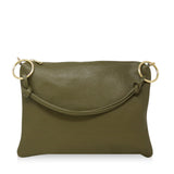GENUINE ITALIAN LEATHER TOP HANDLE AND CROSSBODY BAG - Olive