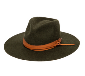 Wool Felt Semi-Stiff Brim Fedora- Olive