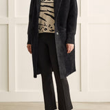 L/S Hooded Dolman Overcoat- Black