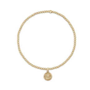 Classic Gold 2mm Bead Bracelet- Protection Small Gold Disc