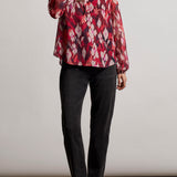 Puff Sleeve Blouse- Red Plum