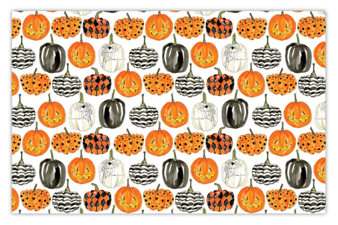 a pattern of pumpkins and jack-o-lantern