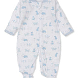 Puppy Dog Fun Light Blue Zip Footie
