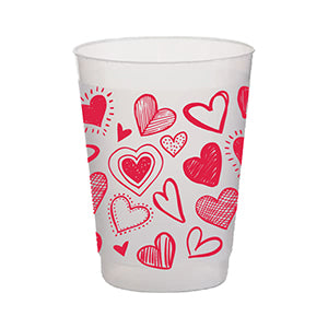 Frost Flex Cup- (Package of 8) Graphic Red Hearts