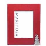 9021 Red Linen with Dotty Christmas Tree 5x7 Frame