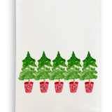 5 Red Topiaries Dishtowel D786