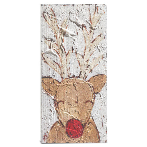 Reindeer Textured Wood Block