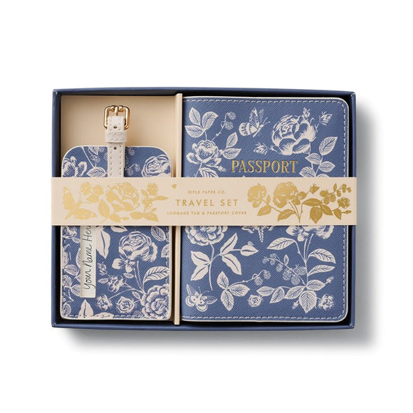 English Rose Passport & Luggage Tag Set