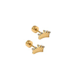 Screwback Stud Earrings | Crown Gold