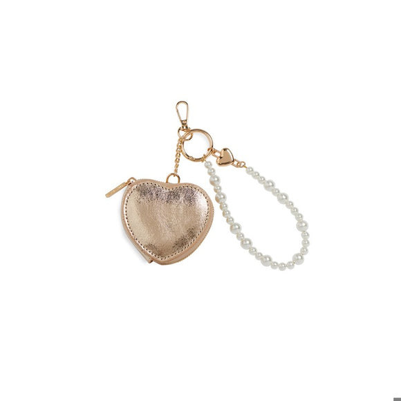 HEART POUCH BAG CHARM/KEY RING,GOLD