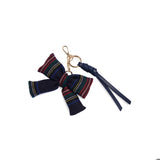 PLAID BOW BAG CHARM/KEY RING,NAVY
