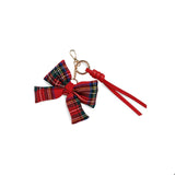 PLAID BOW BAG CHARM/KEY RING,RED