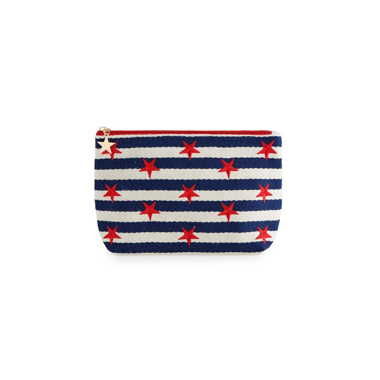 MORGAN STARS LARGE ZIP POUCH, NAVY