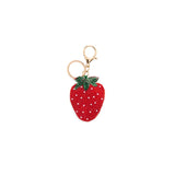 STRAWBERRY BEADED BAG CHARM/KEY RING,RED