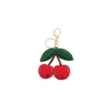 CHERRIES BEADED BAG CHARM/KEY RING,RED