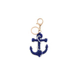 ANCHOR BEADED BAG CHARM/KEY RING,BLUE
