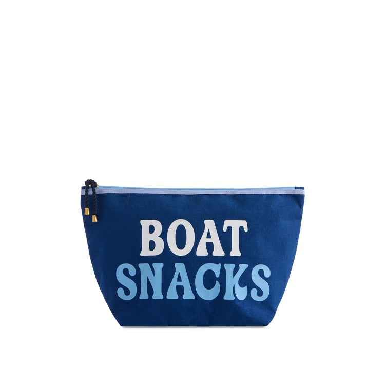 "BOAT SNACKS" LARGE ZIP POUCH,NAVY