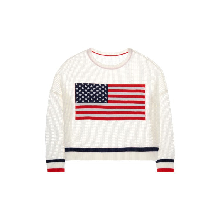 ASST SET/7 AMERICAN FLAG MESH SWEATERS,WHITE