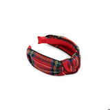 TARTAN KNOTTED HEADBAND,RED