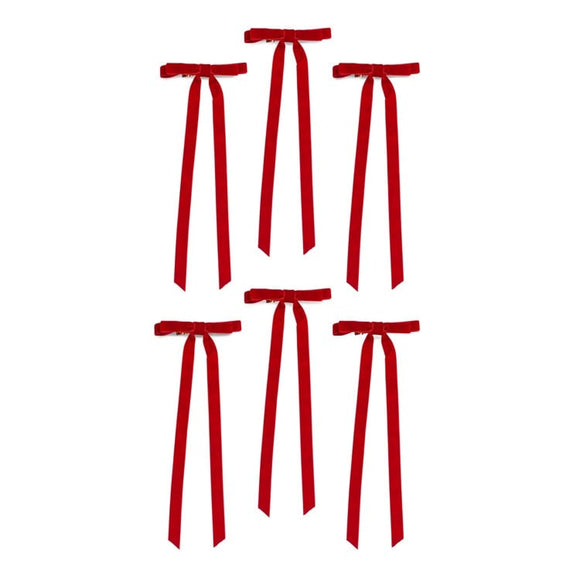 ASSORTED SET OF 6 DECORATIVE BOWS,RED