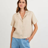 Short Sleeve Pocket Button Down | Linen Sand