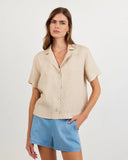 Short Sleeve Pocket Button Down | Linen Sand