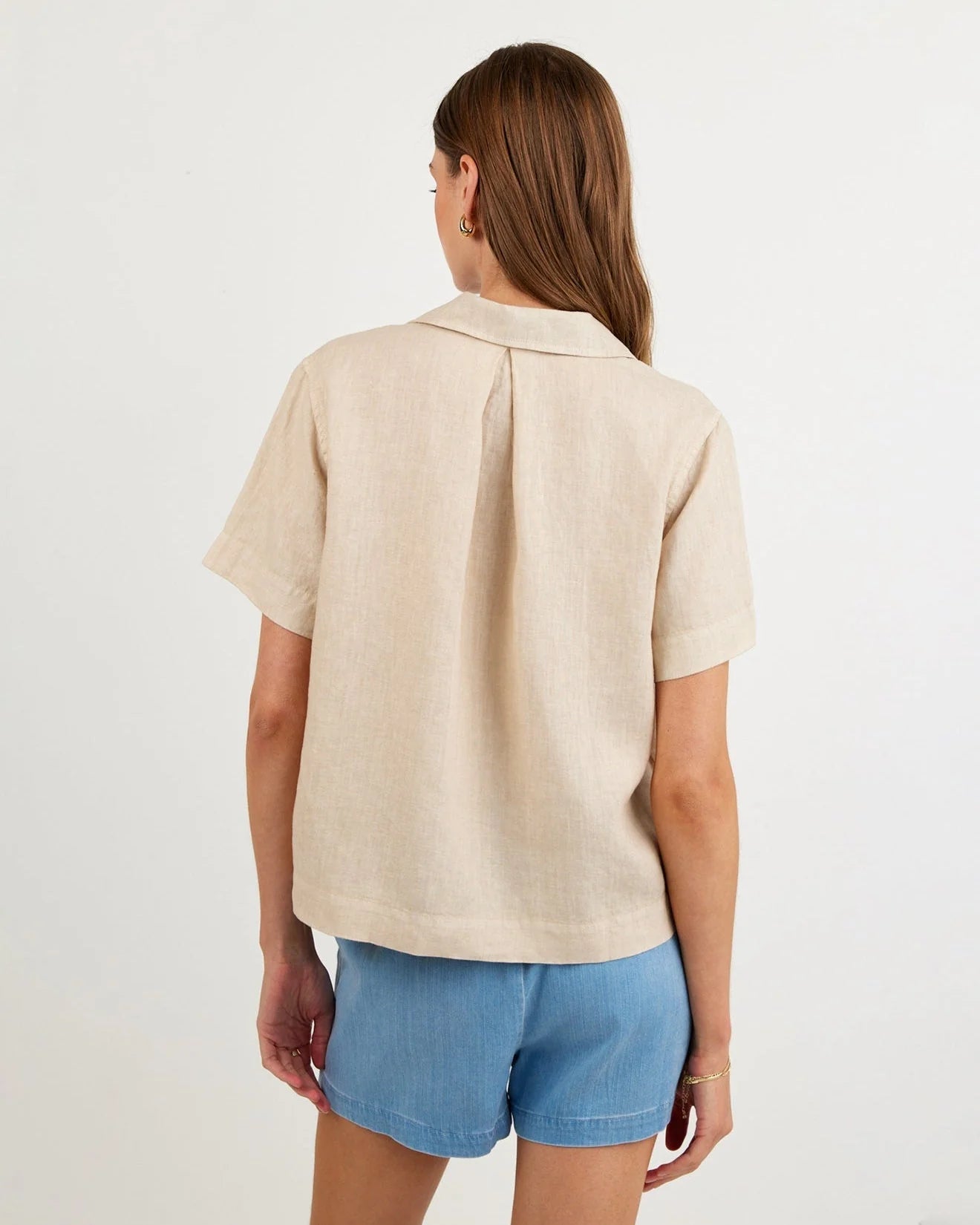 Short Sleeve Pocket Button Down | Linen Sand