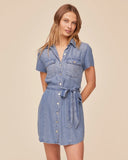 Short Sleeve Seamed Shirt Dress | Indigo Harbor Wash