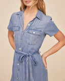 Short Sleeve Seamed Shirt Dress | Indigo Harbor Wash