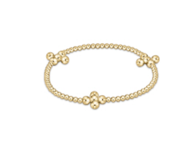 Signature Cross Gold Pattern 2.5mm Bead Bracelet- Classic Beaded Signature Cross Gold- 4mm Bead Gold