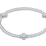 Signature Cross Sterling Pattern 3mm Bead Bracelet- Sterling
