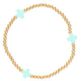 Signature Cross Gold Pattern 3mm Bead Bracelet- Mint