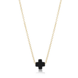 16" Necklace Gold- Signature Cross Onyx