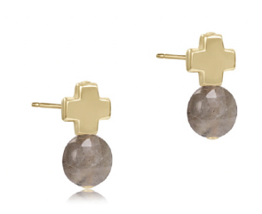 Signature Cross Gold Stud -Labradorite